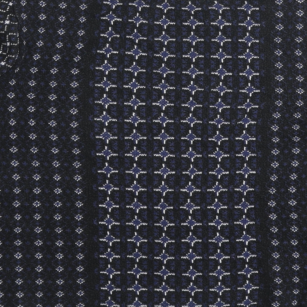 George Womens Black Boat Neck Geometric Cotton Pullover Jumper Size 10