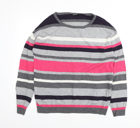 Gerry Weber Womens Multicoloured Round Neck Striped Viscose Henley Jumper Size M