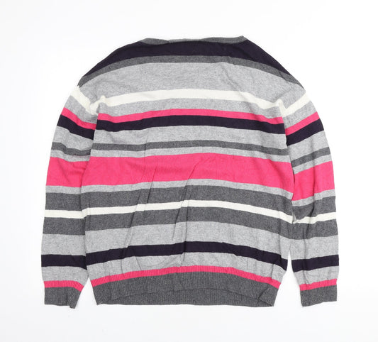 Gerry Weber Womens Multicoloured Round Neck Striped Viscose Henley Jumper Size M