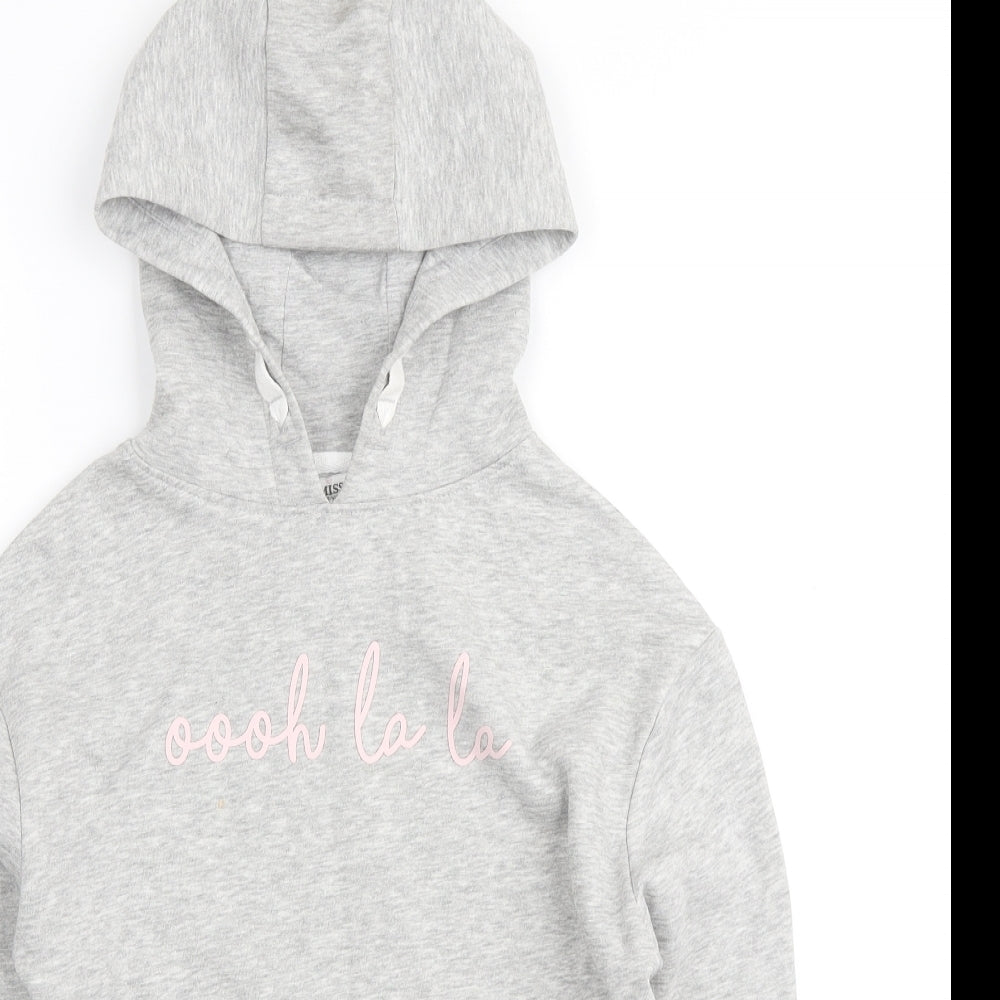 Miss Evie Girls Grey Cotton Pullover Hoodie Size 9-10 Years Pullover - oooh la la