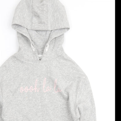 Miss Evie Girls Grey Cotton Pullover Hoodie Size 9-10 Years Pullover - oooh la la
