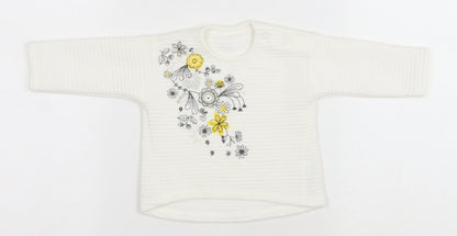 Nutmeg Baby White Floral Polyester Pullover Tank Size 0-3 Months Round Neck Snap - Floral