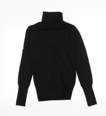 Clockhouse Womens Black Viscose Basic T-Shirt Size L Roll Neck