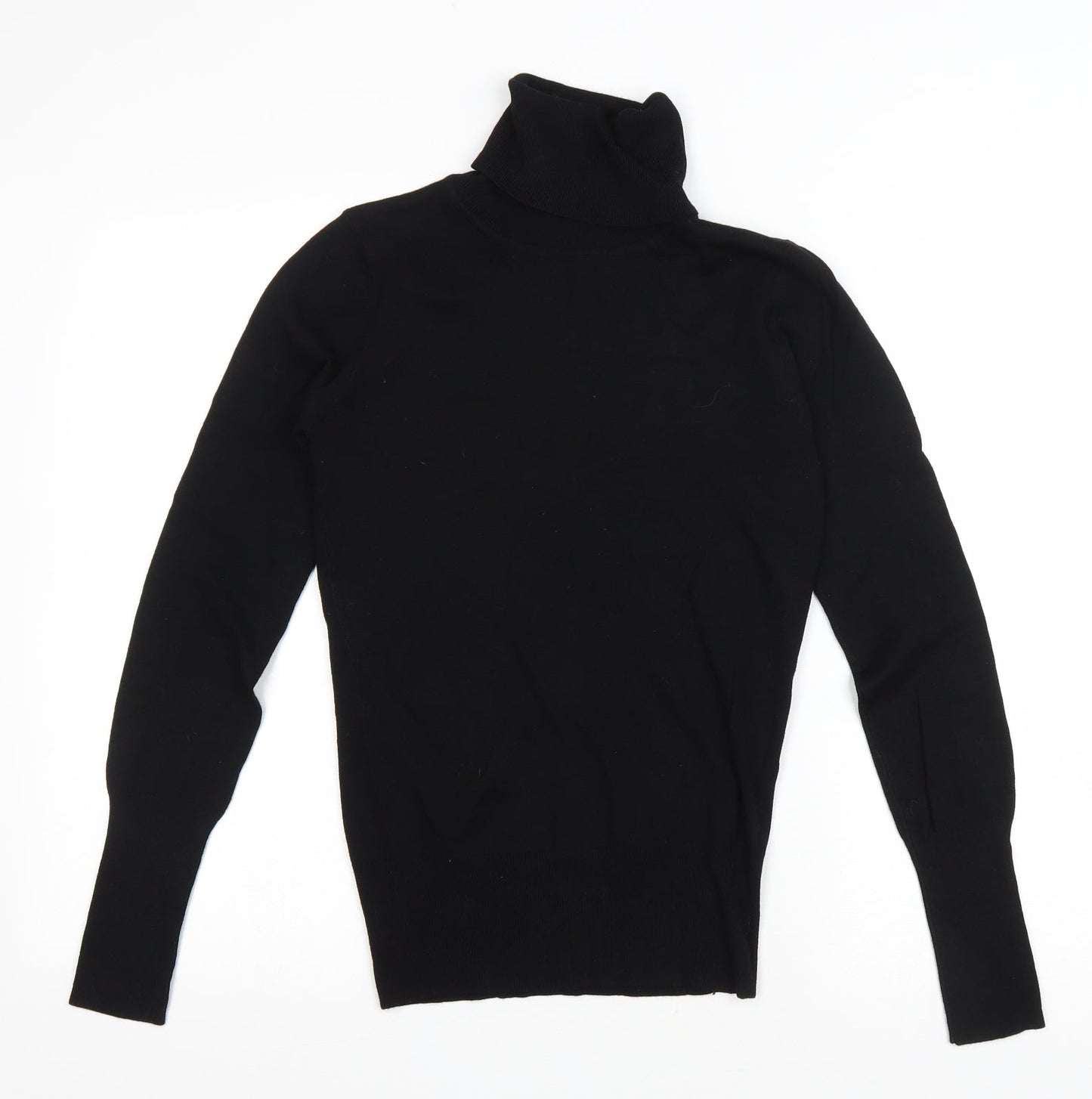 Clockhouse Womens Black Viscose Basic T-Shirt Size L Roll Neck