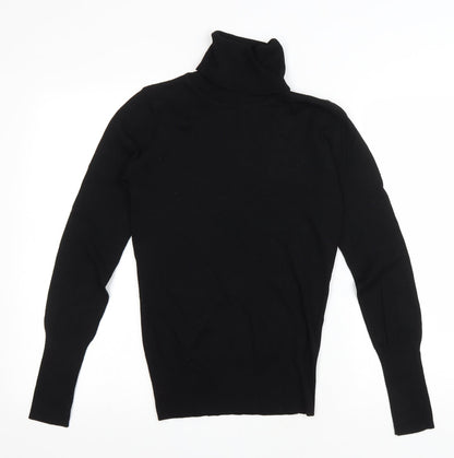 Clockhouse Womens Black Viscose Basic T-Shirt Size L Roll Neck