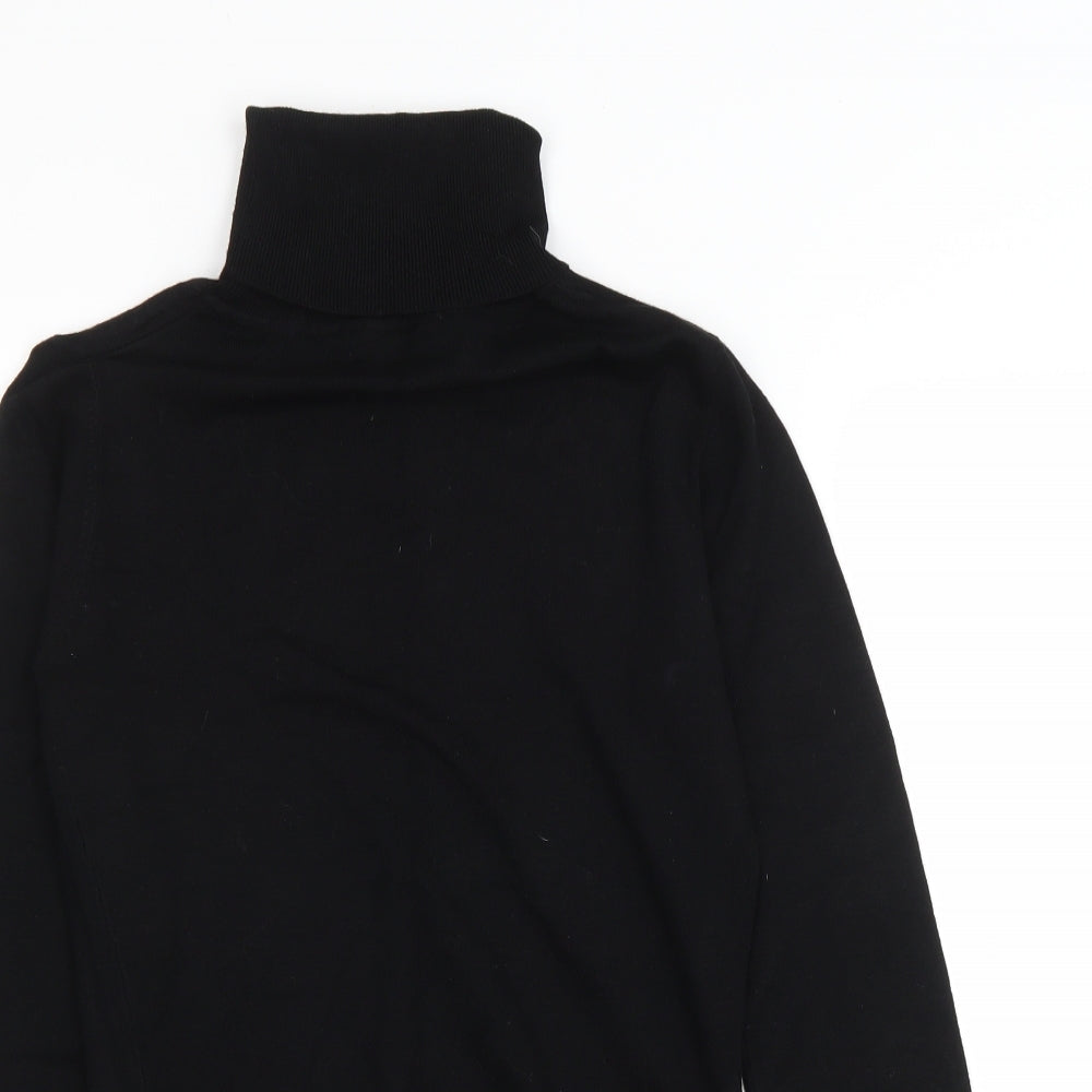 Clockhouse Womens Black Viscose Basic T-Shirt Size L Roll Neck