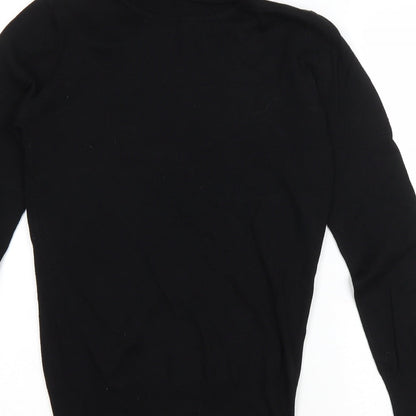 Clockhouse Womens Black Viscose Basic T-Shirt Size L Roll Neck