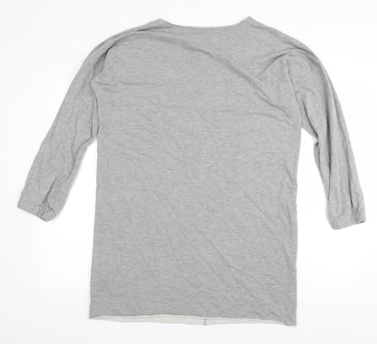 ASOS Womens Grey Cotton Jumper Dress Size 10 Boat Neck Zip