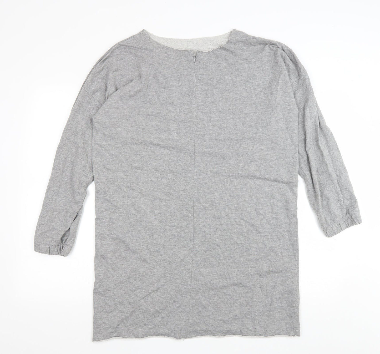 ASOS Womens Grey Cotton Jumper Dress Size 10 Boat Neck Zip