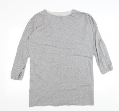 ASOS Womens Grey Cotton Jumper Dress Size 10 Boat Neck Zip