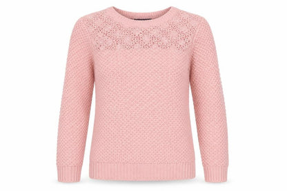 Kaibi Womens Pink Round Neck Acrylic Pullover Jumper Size M - Lace Accent