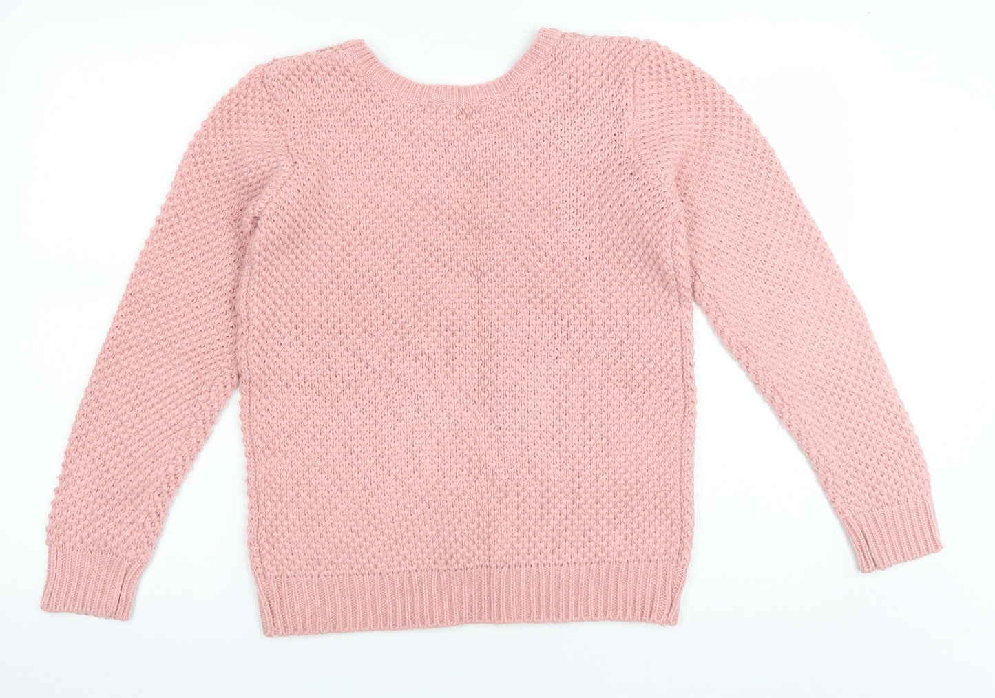 Kaibi Womens Pink Round Neck Acrylic Pullover Jumper Size M - Lace Accent