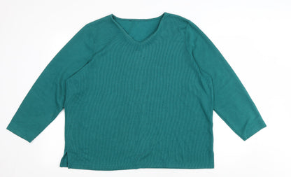 Womens UK Size L Preworn Green Basic T-Shirt