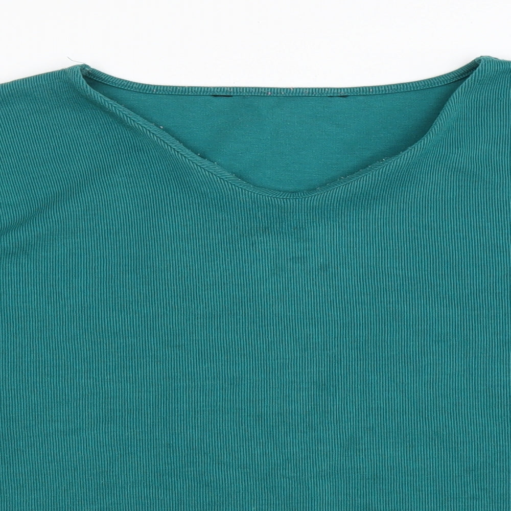 Womens UK Size L Preworn Green Basic T-Shirt