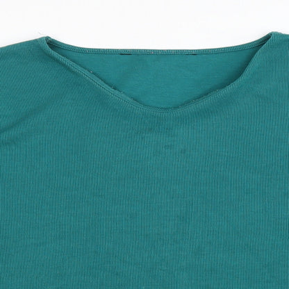 Womens UK Size L Preworn Green Basic T-Shirt