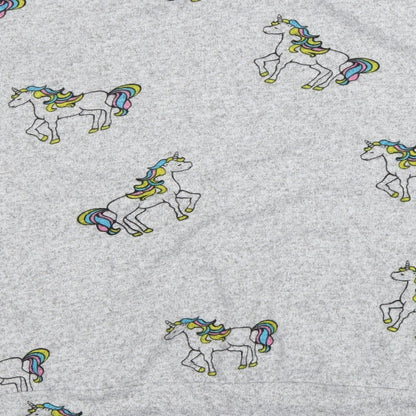 Izabel Womens Grey Scoop Neck Geometric Polyester Pullover Jumper Size 8 - Unicorns