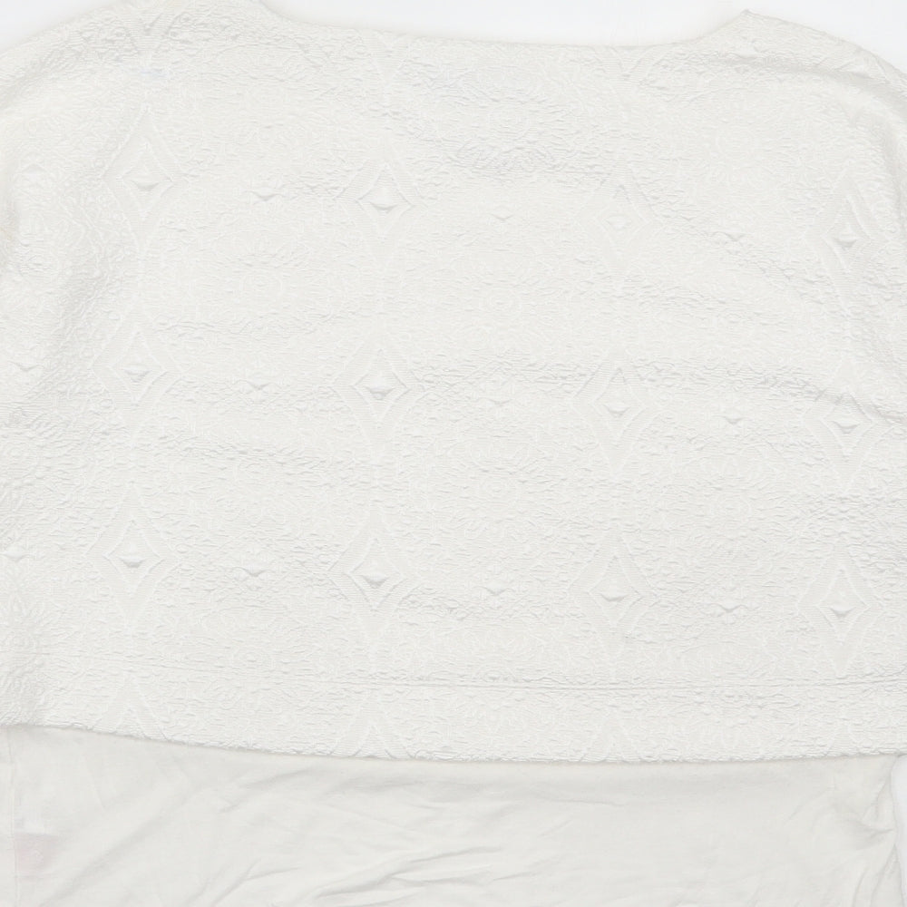 F&F Womens White Polyester Basic T-Shirt Size 12 Round Neck