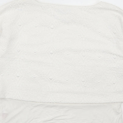 F&F Womens White Polyester Basic T-Shirt Size 12 Round Neck