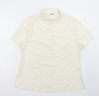 Womens UK Size 14 FOSBY Ivory Basic Button-Up
