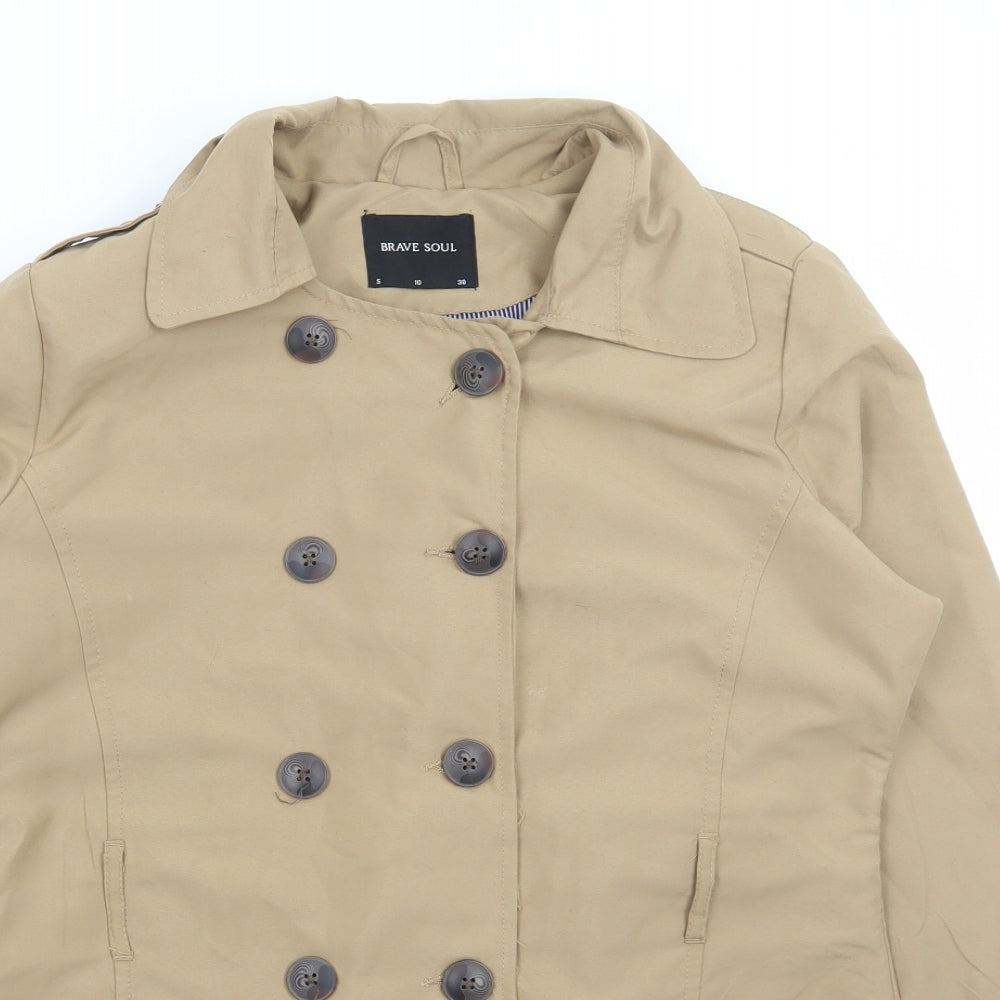 Womens UK Size 10 Brave Soul Brown Pea Coat