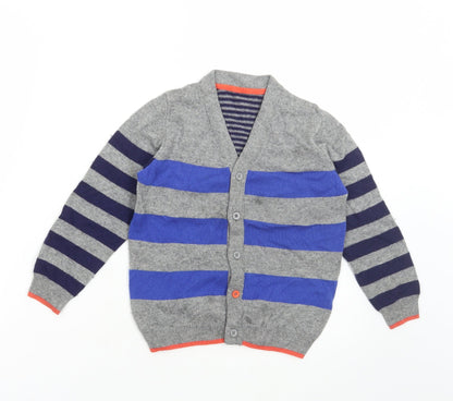 Preworn Womens Multicoloured V-Neck Striped Acrylic Cardigan Jumper Size 6