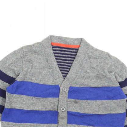 Preworn Womens Multicoloured V-Neck Striped Acrylic Cardigan Jumper Size 6