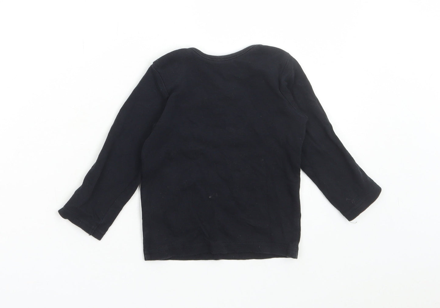 George Baby Black Cotton Basic T-Shirt Size 12-18 Months Round Neck Pullover - Cosy Crew