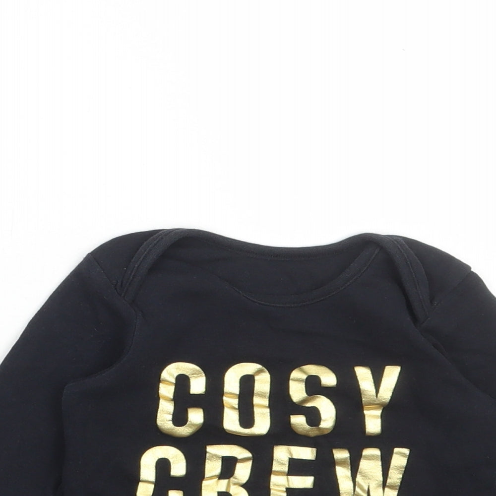 George Baby Black Cotton Basic T-Shirt Size 12-18 Months Round Neck Pullover - Cosy Crew