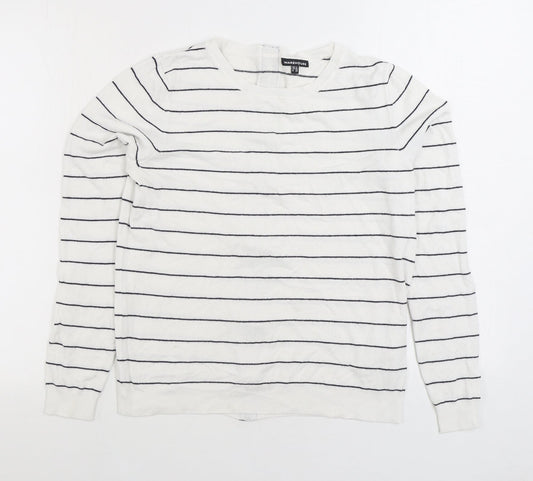 Womens UK Size 12 Warehouse White Full Zip Jumper