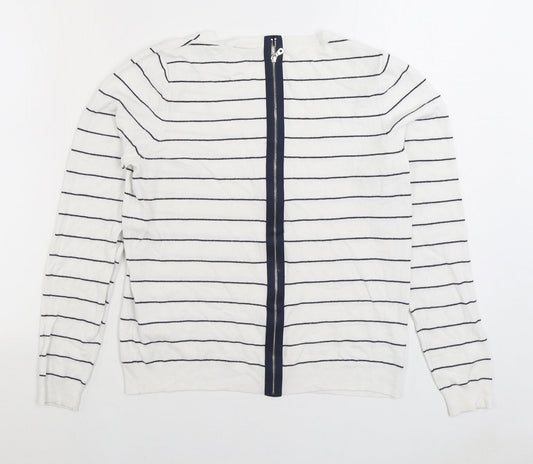 Womens UK Size 12 Warehouse White Full Zip Jumper