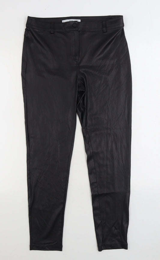 MNG Womens Black Polyurethane Jegging Trousers Size L L28 in Regular Zip - Faux Leather