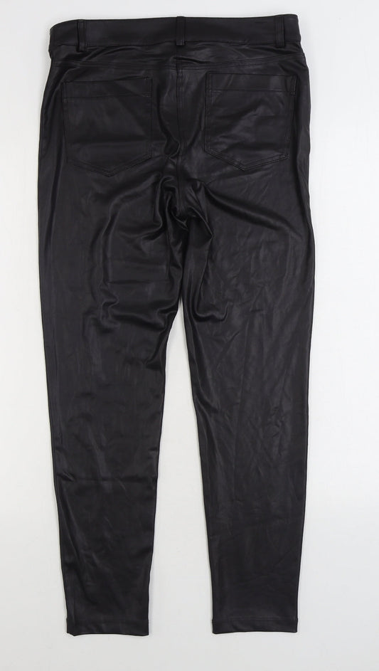 MNG Womens Black Polyurethane Jegging Trousers Size L L28 in Regular Zip - Faux Leather