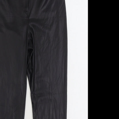 MNG Womens Black Polyurethane Jegging Trousers Size L L28 in Regular Zip - Faux Leather
