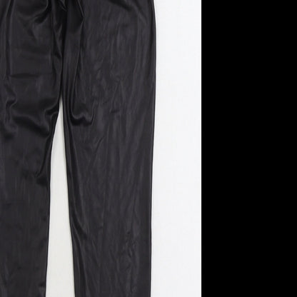 MNG Womens Black Polyurethane Jegging Trousers Size L L28 in Regular Zip - Faux Leather