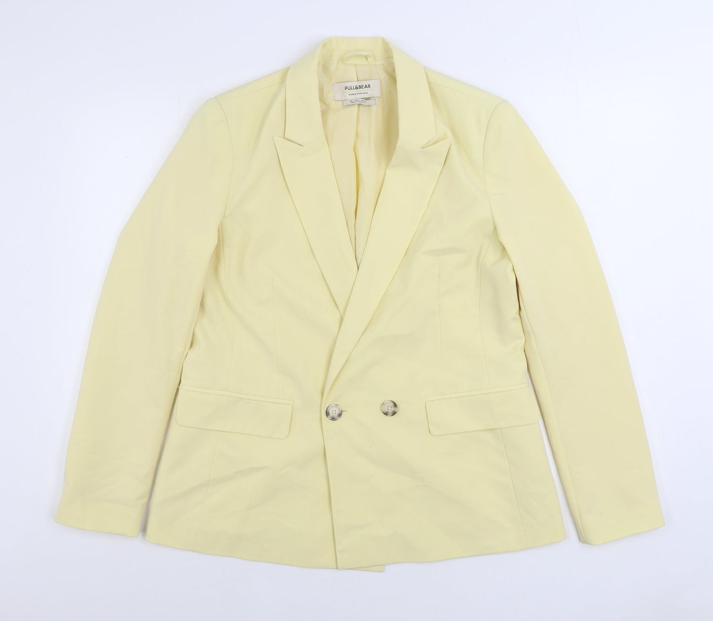 Pull&Bear Womens Yellow Jacket Blazer Size L Button