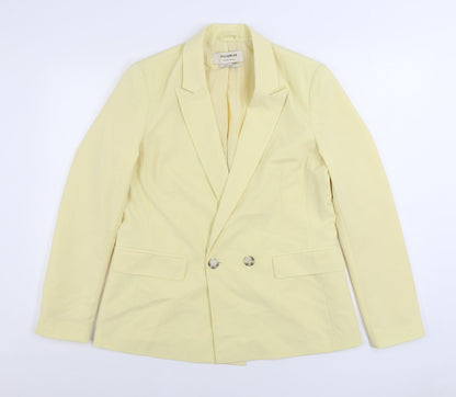 Pull&Bear Womens Yellow Jacket Blazer Size L Button