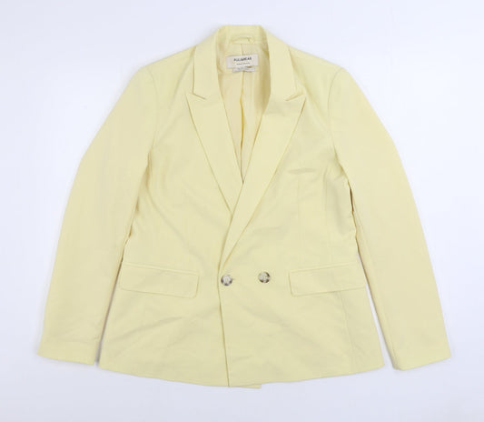 Pull&Bear Womens Yellow Jacket Blazer Size L Button
