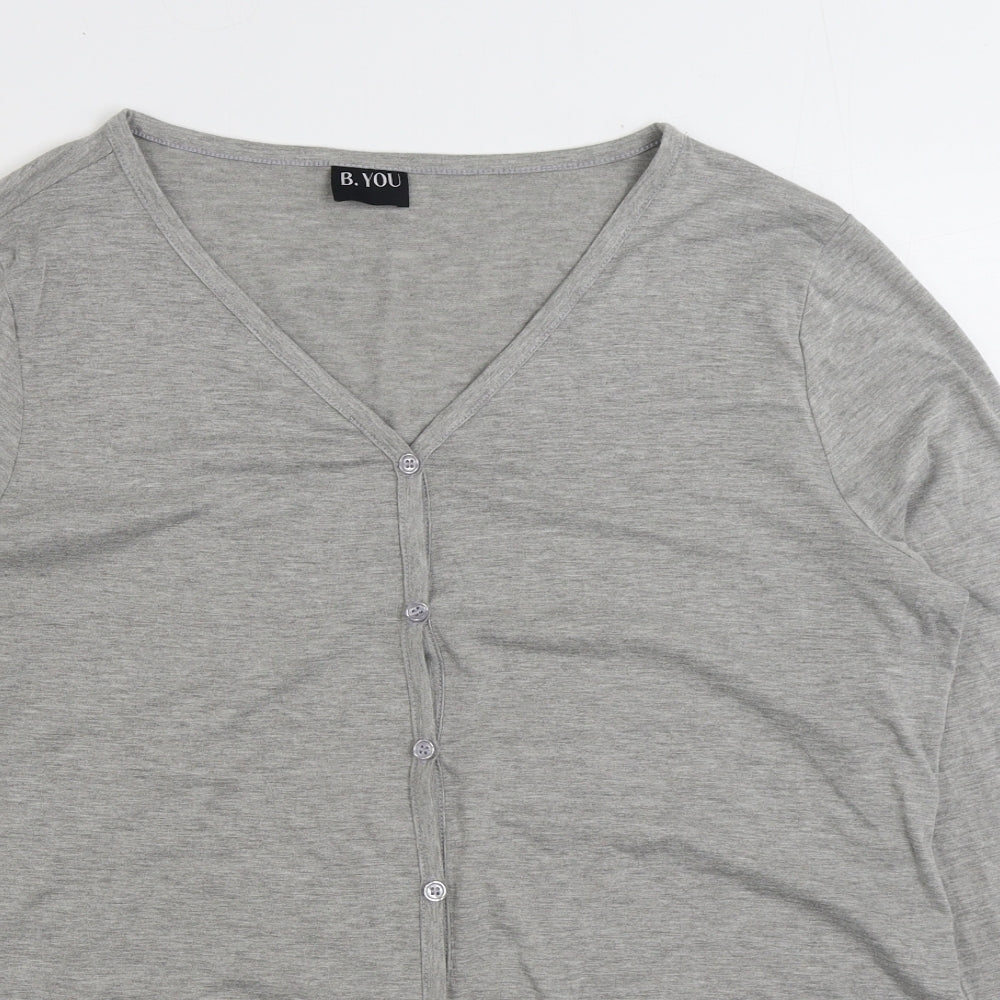 B. You Womens Grey V-Neck Viscose Cardigan Jumper Size 10