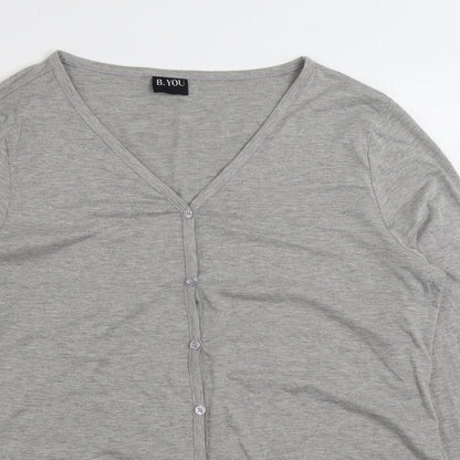 B. You Womens Grey V-Neck Viscose Cardigan Jumper Size 10