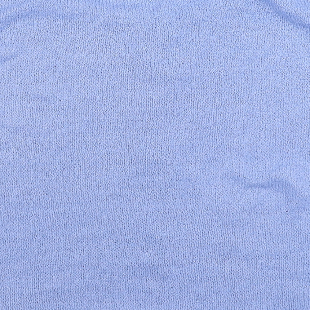 Aniela Womens Blue Round Neck Acrylic Cardigan Jumper Size L