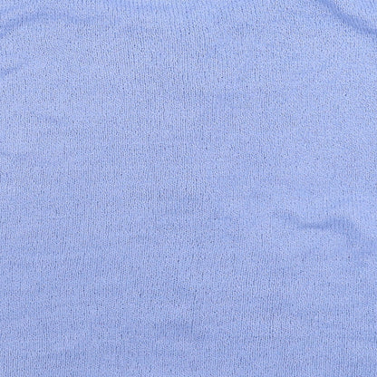 Aniela Womens Blue Round Neck Acrylic Cardigan Jumper Size L