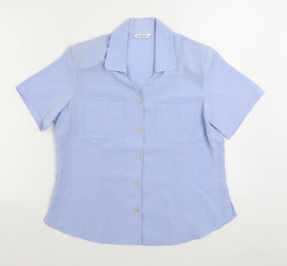 Berkertex Womens Blue Polyester Basic Button-Up Size 14 Collared
