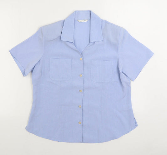 Berkertex Womens Blue Polyester Basic Button-Up Size 14 Collared