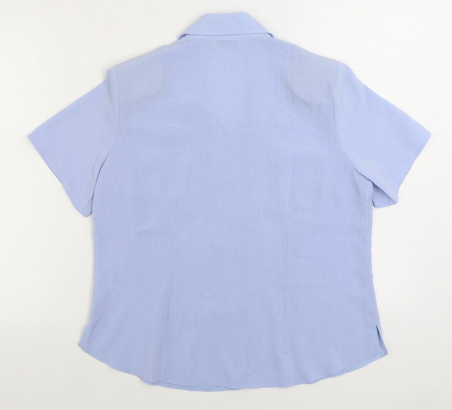 Berkertex Womens Blue Polyester Basic Button-Up Size 14 Collared