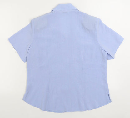Berkertex Womens Blue Polyester Basic Button-Up Size 14 Collared