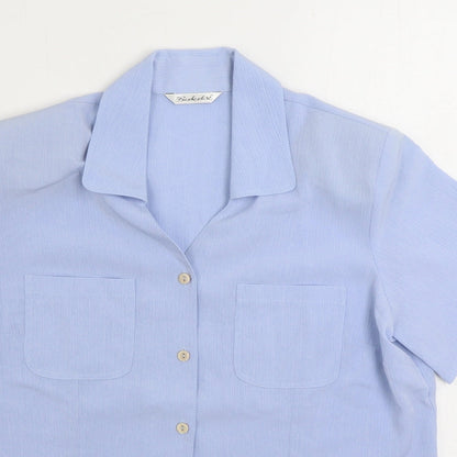 Berkertex Womens Blue Polyester Basic Button-Up Size 14 Collared