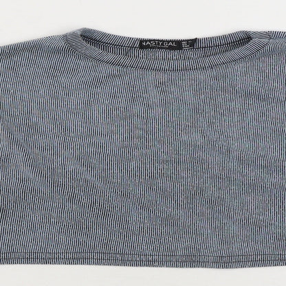 Nasty Gal Womens Blue Striped Polyester Pullover Sweatshirt Size 10 Pullover - Cropped