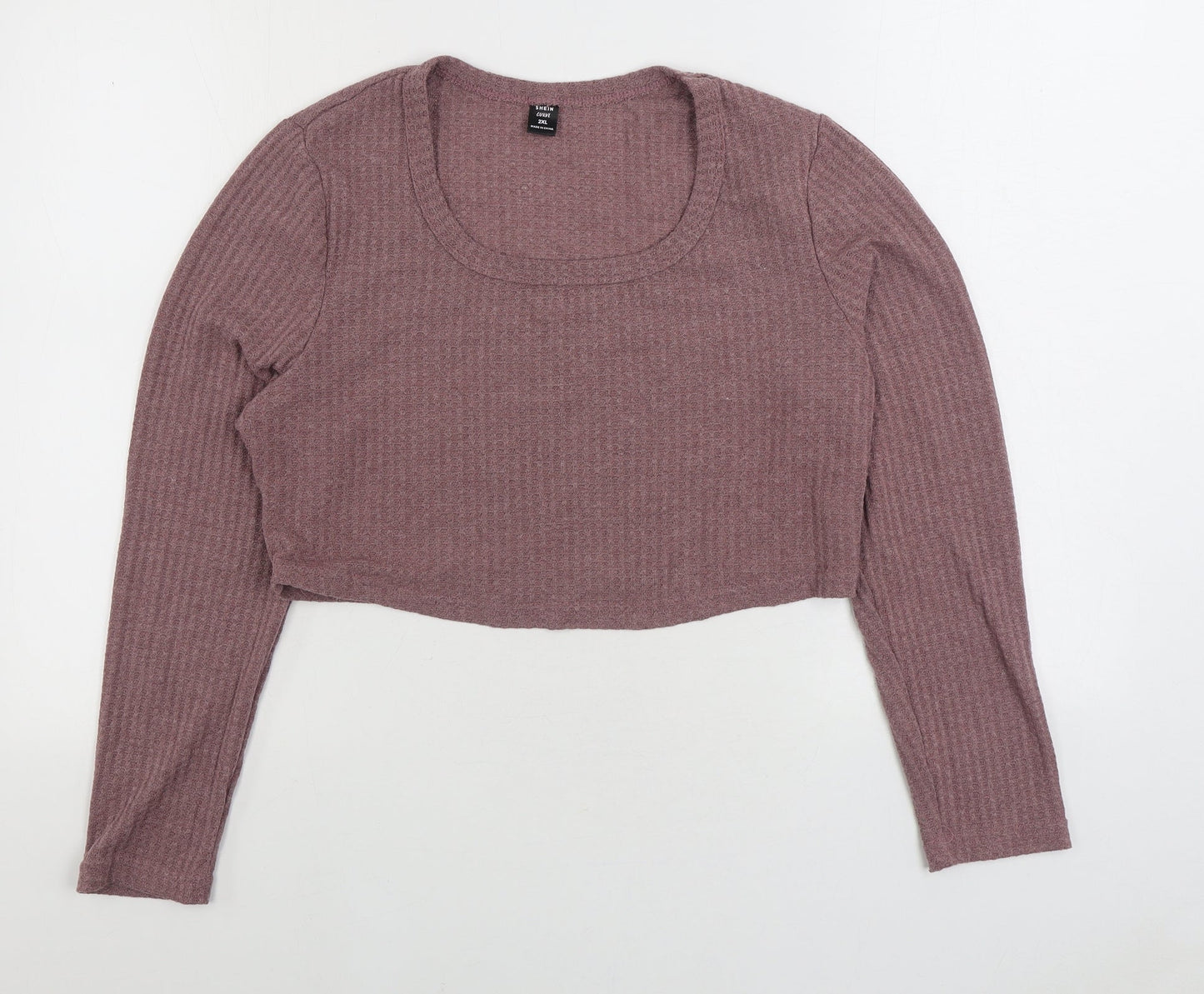 SheIn Womens Purple Scoop Neck Polyester Pullover Jumper Size 2XL - Cropped