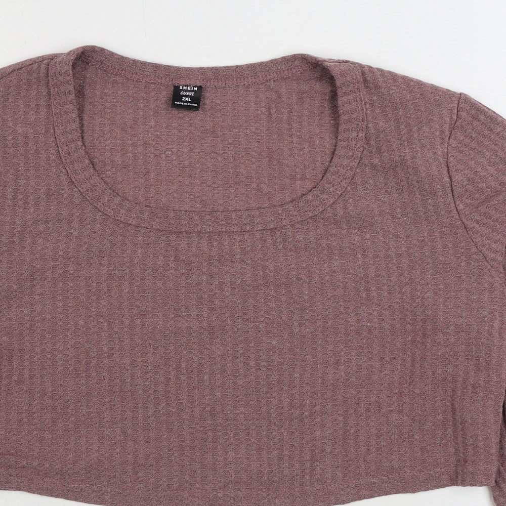 SheIn Womens Purple Scoop Neck Polyester Pullover Jumper Size 2XL - Cropped