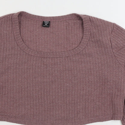 SheIn Womens Purple Scoop Neck Polyester Pullover Jumper Size 2XL - Cropped